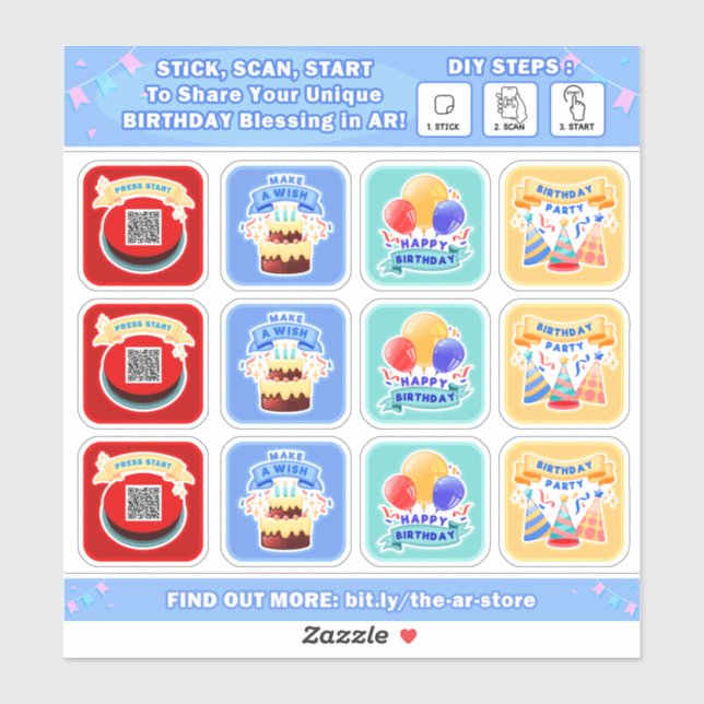 DIY-AR Birthday Sticker (Feuille)