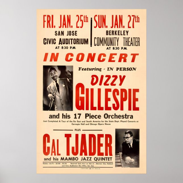 Dizzy Gillespie - Cal Tjader affiche jazz - San (Devant)
