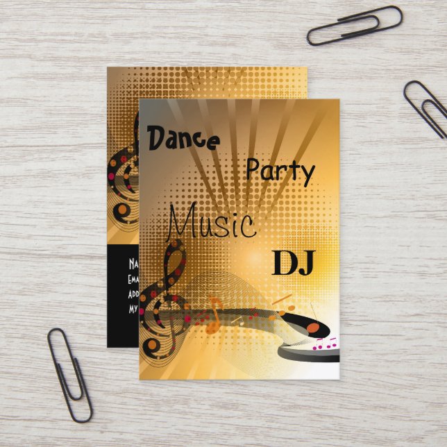 DJ Dance Party Musique carte de visite (Devant/Arrière en situation)