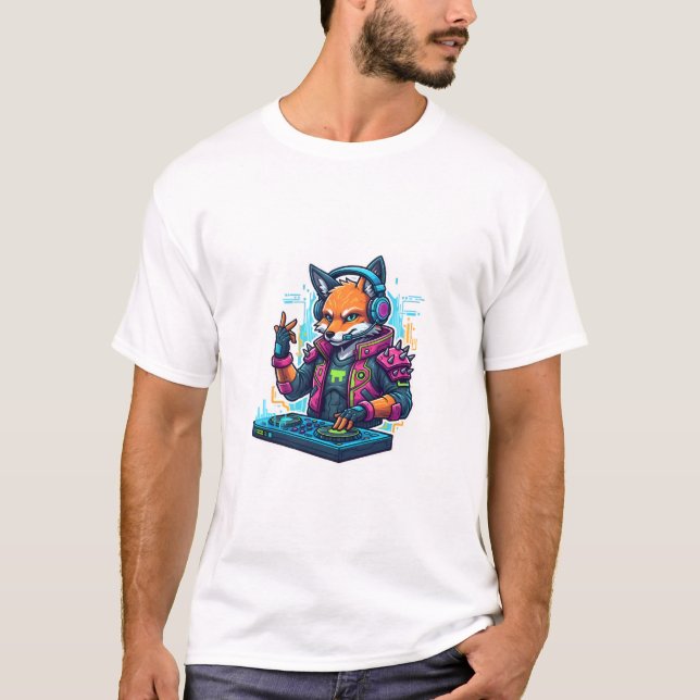 DJ Fox Cartoon Cool White Tshirt For Men | Adults (Devant)