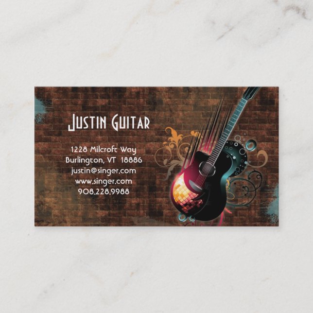 DJ Guitar Brick Carte de visite de musique (Devant)