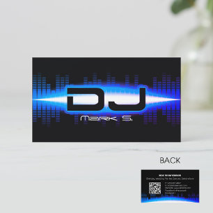 DJ Modern Royal Blue Carte de visite avec code QR