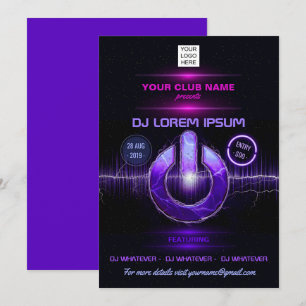 DJ Music and Dance Gig ajouter logo invitation