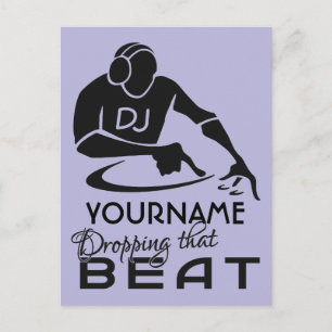 DJ nom personnalisé et carte postale couleur
