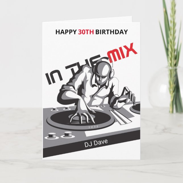 DJ Personnalisé Dans La Carte De Voeux Anniversair (Devant)