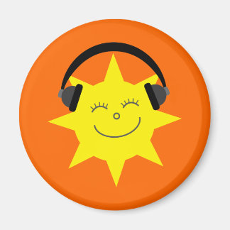 DJ souriant soleil orange aimant