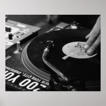 DJ Vinyl Black and White Poster modifier pour la t