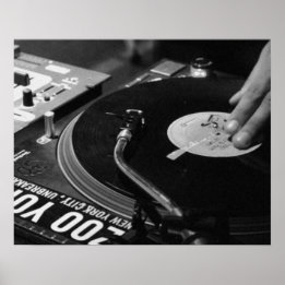 DJ Vinyl Black and White Poster modifier pour la t