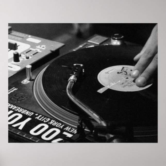 DJ Vinyl Black and White Poster modifier pour la t (Devant)