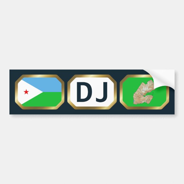 Djibouti Flag Map Code Bumper Sticker (Devant)