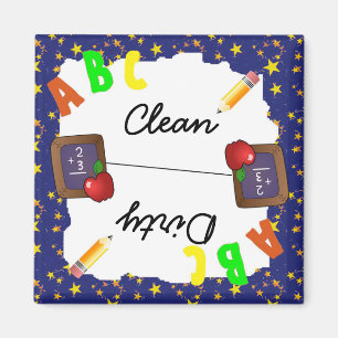 Dk Blue Clean & Dirty School Chalkboard Magnet