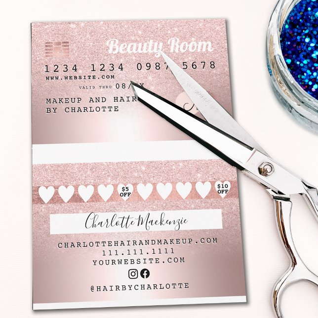do-it-yourself Carte de crédit rose or métal parti (Credit card rose gold metallic glitter loyalty)