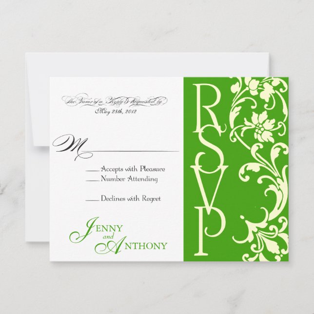 do-it-yourself Elegant Simple RSVP en Emeraude et  (Devant)