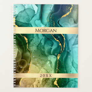 do-it-yourself Nom/Date Turquoise/Or Encre Abstrai