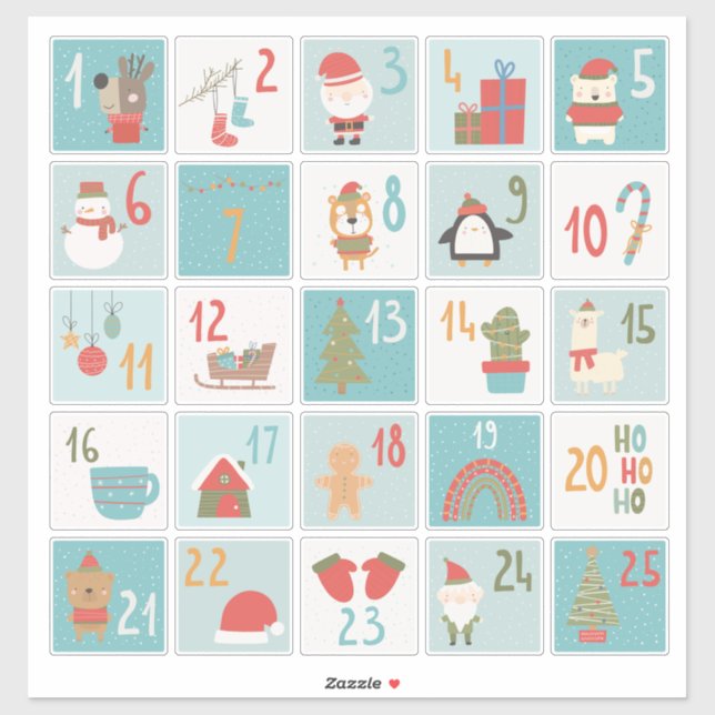do-it-yourself Stickers Calendrier de l'Avent clas (Feuille)