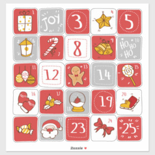 do-it-yourself Stickers Calendrier de l'Avent ROUG