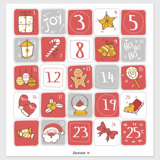 do-it-yourself Stickers Calendrier de l'Avent ROUG (Feuille)