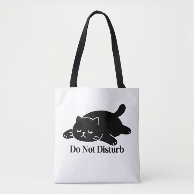 Do Not Disturb Black Cat Tote Bag Cute Lazy Cat (Devant)