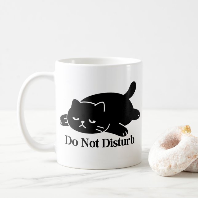 Do Not Disturb Lazy Black Cat Mug Cute Cat (Avec donut)