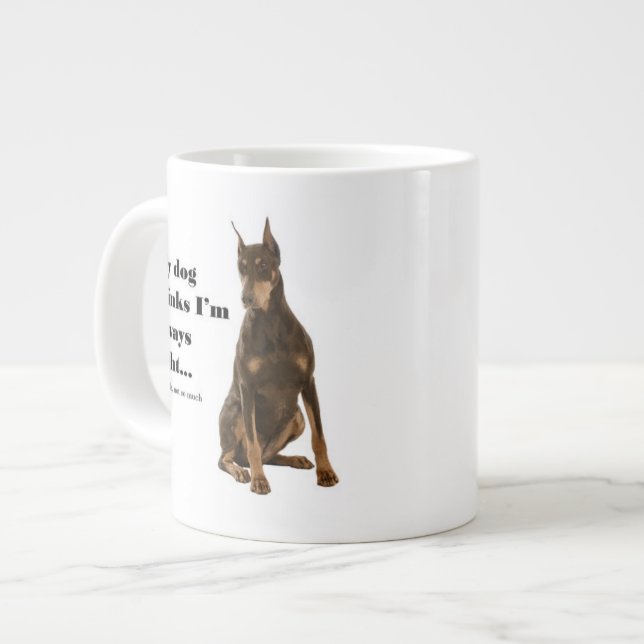 Doberman amusant contre Mug Jumbo de la femme (Devant gauche)