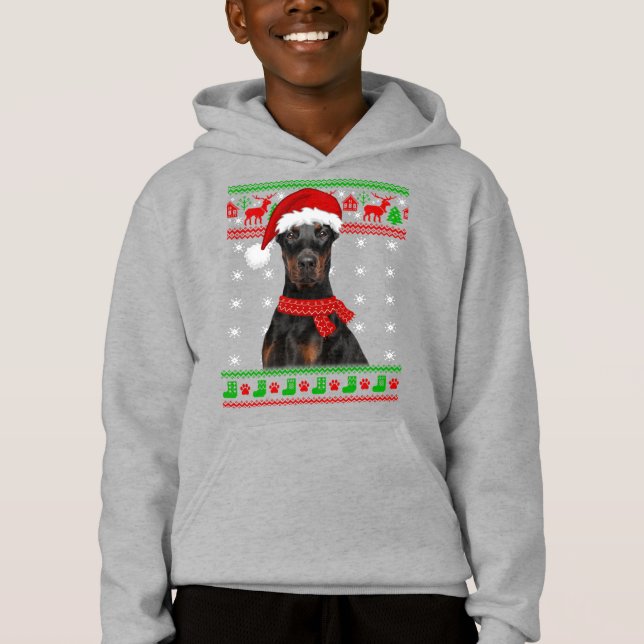 Doberman Chien moche Sweater Noël Chien chiot Aime (Devant)