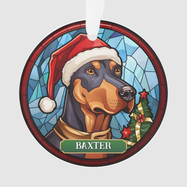 Doberman en verre teint personnalisé (devant)