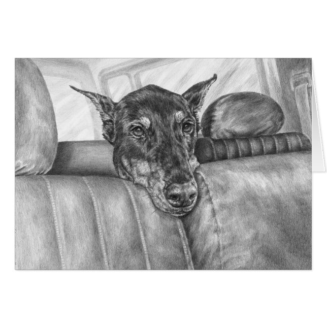 Doberman en voiture Dessin de Kelli Swan (Devant Horizontal)