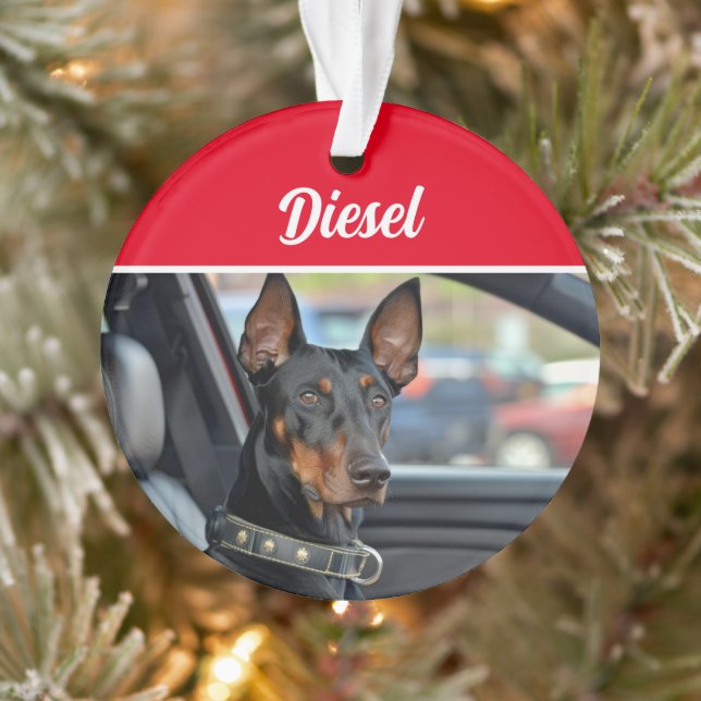 Doberman Pinscher avec nom et photo Noël (Arbre)