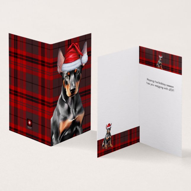 Doberman Pinscher Christmas Dog Red Holiday Plaid (Inside and Outside)
