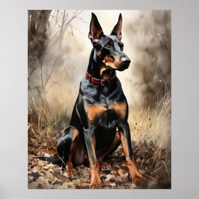 Doberman Pinscher Dog Art Imprimer Poster (Devant)
