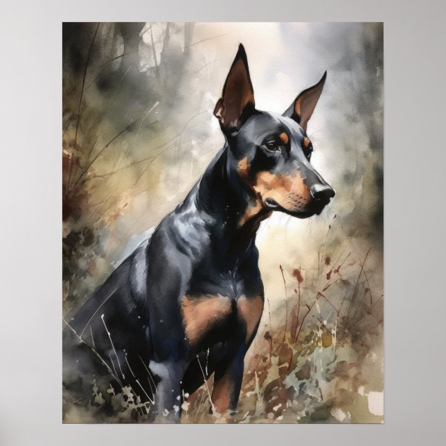 Doberman Pinscher Dog Art Imprimer Poster (Devant)