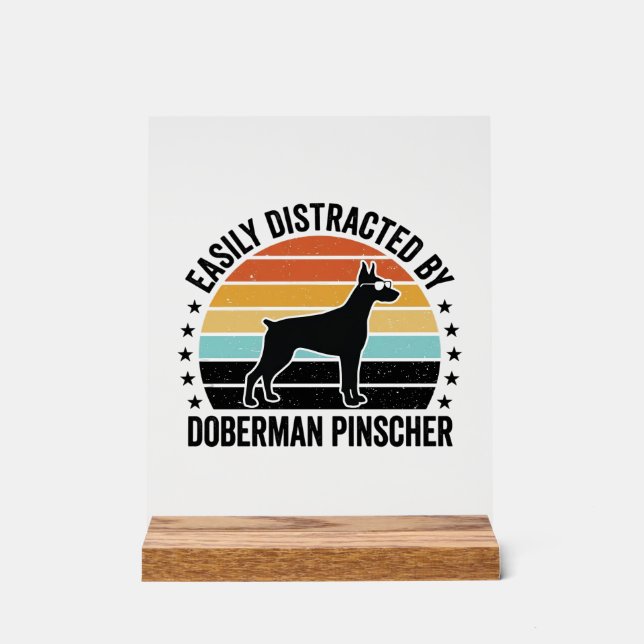 Doberman Pinscher Graphique Vintage Coucher de Sol (Recto)