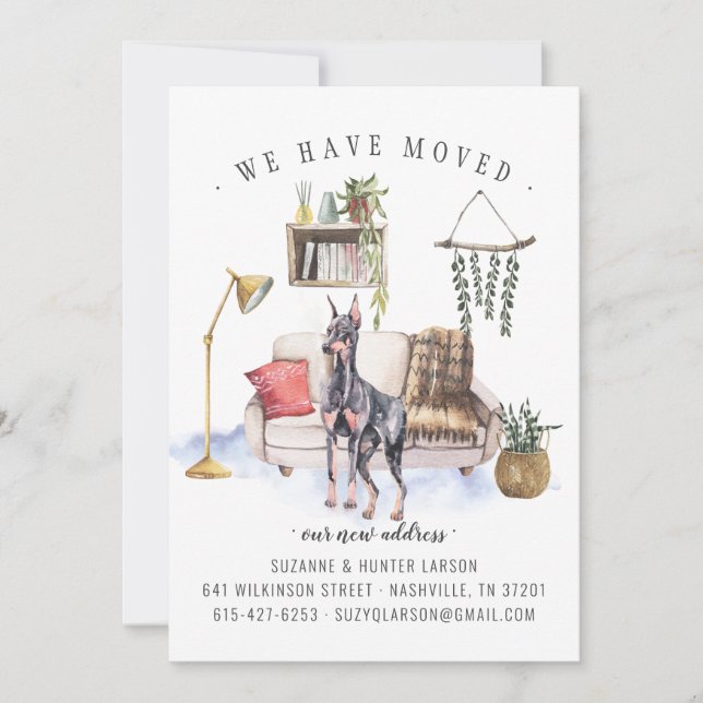 Doberman Pinscher Moving Faire-part (Devant)