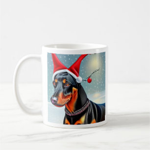 Doberman Pinscher, Père Noël, Mug café de Noël
