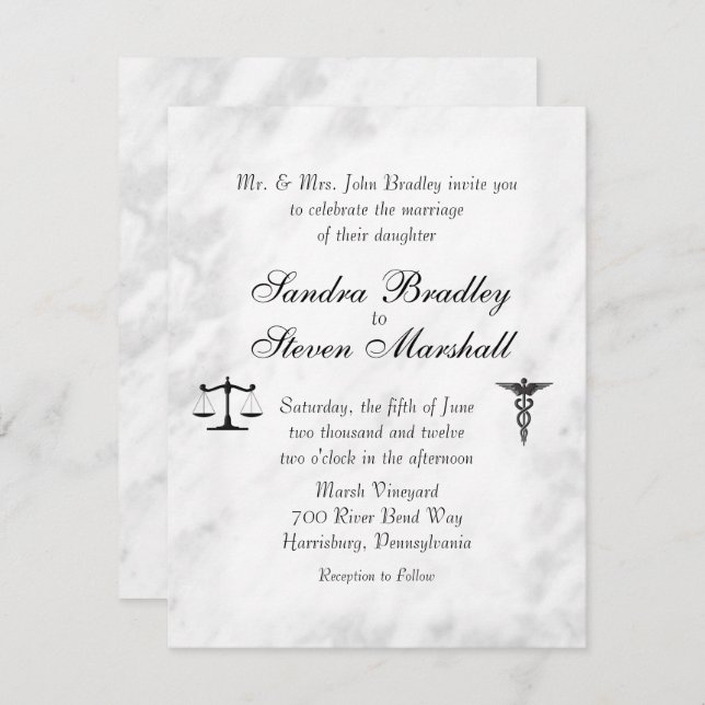 Docteur et avocat Faire-part de mariage (Devant / Derrière)