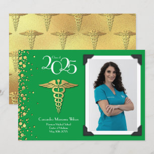 Docteur Gold Graduation Faire-part Green