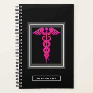 Docteur Médicale noir rose Caduceus Personnalisé