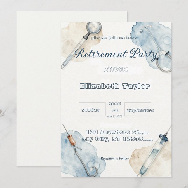 Doctor nurse retirement invitation (Devant / Derrière)