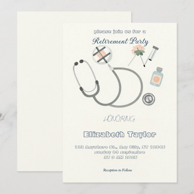Doctor nurse  retirement invitation (Devant / Derrière)
