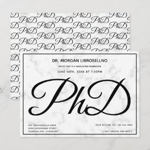 Doctorat Marble Graduation Party Invitation