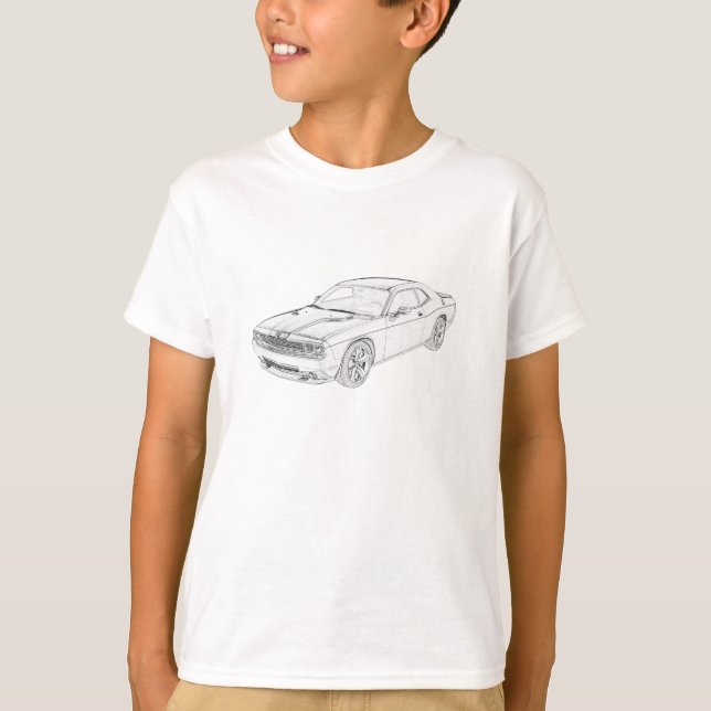 Dodge Challenger crayon croquis Mopar Kids T-shirt (Devant)