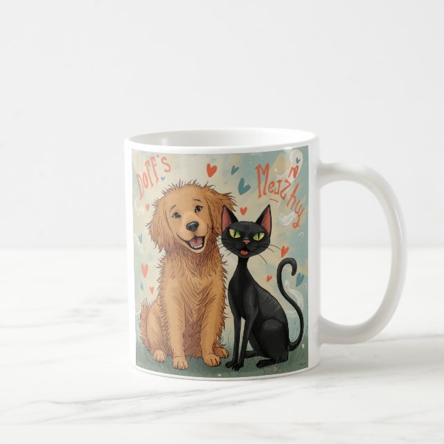 Dog & Cat Whimsical Coffee Mug – Cozy Kind_Ones (Droite)