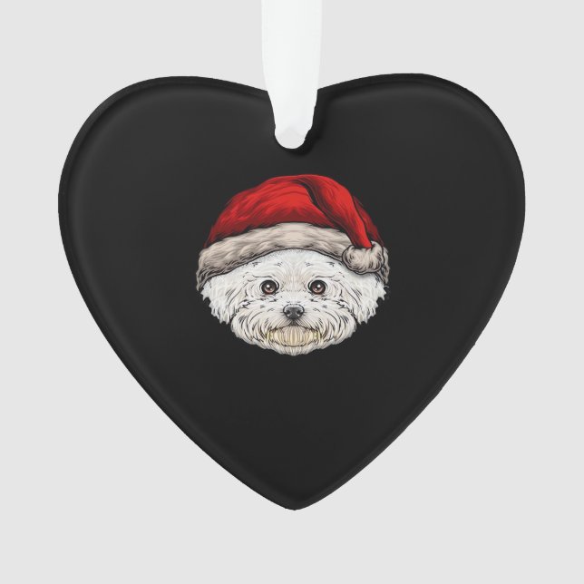Dog Christmas Bichon Santa Hat On A Bichon Frise E (devant)