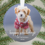Dog Christmas | Cute Puppy Happy Pawlidays<br><div class="desc">Simple, stylish custom photo Happy Pawlidays holiday ornament with minimalist handwritten script typographiy and a simple gradient noir. The photo of your beloved pet and text can easily be personalized for a design as unique as your special furbaby! The image shown is for illustration purposes only to be replaced with...</div>