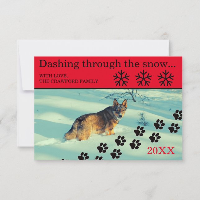 Dog Dashing Through the Snow - Carte de Noël (Devant)