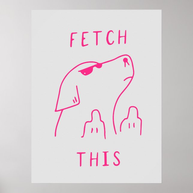 Dog "Fetch this" | Funny & decorative Poster (Devant)