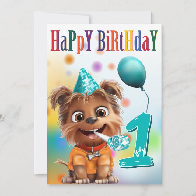 Dog in Party Hat Birthday (Devant)