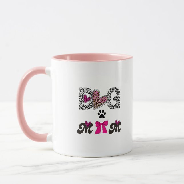 Dog Mom Leopard Heart Mug -Mom Lover Gift  (Gauche)