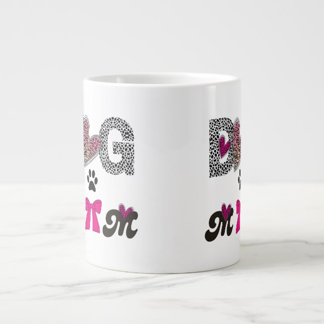 Dog Mom Leopard Heart Mug -Mom Lover Gift  (Devant)