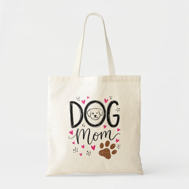 Dog Mom Puppy Face Tote Bag (Devant)